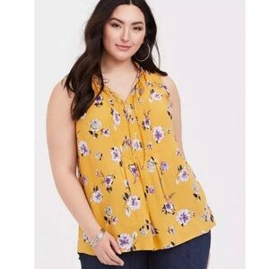 Torrid Clara Floral Challis Tie-Front Tank 3X